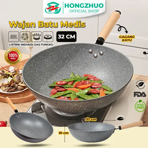Tifale by Hongzhuo Wajan Maifan YY2201 Fry Pan Bahan Batu Medis Anti Lengket 32cm Wajan Penggorengan High Quality