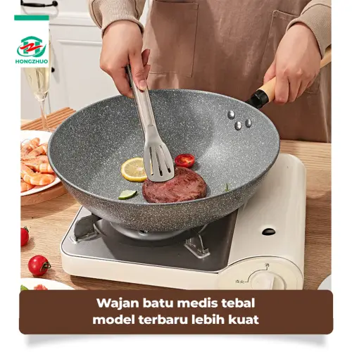 Tifale by Hongzhuo Wajan Maifan YY2201 Fry Pan Bahan Batu Medis Anti Lengket 32cm Wajan Penggorengan High Quality