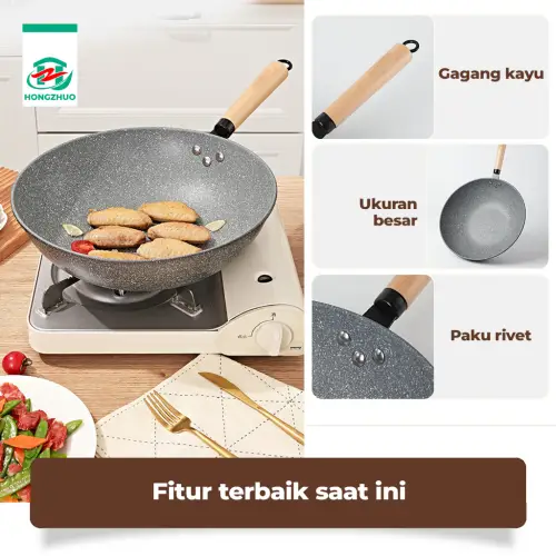 Tifale by Hongzhuo Wajan Maifan YY2201 Fry Pan Bahan Batu Medis Anti Lengket 32cm Wajan Penggorengan High Quality
