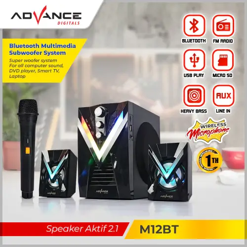 Advance M12BT Speaker Stereo Bluetooth Xtra Bass Subwoofer Garansi Resmi 1 Tahun Gratis Mic