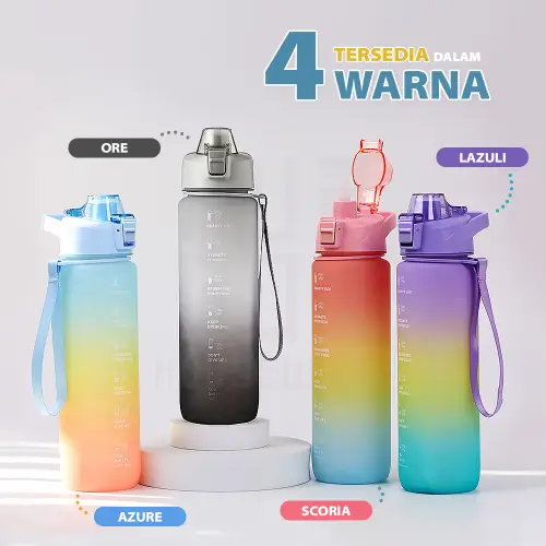 Botol Air Minum Anak 1 Liter Botol Air Motivasi Premium Anti Bocor BPA FREE HUGO