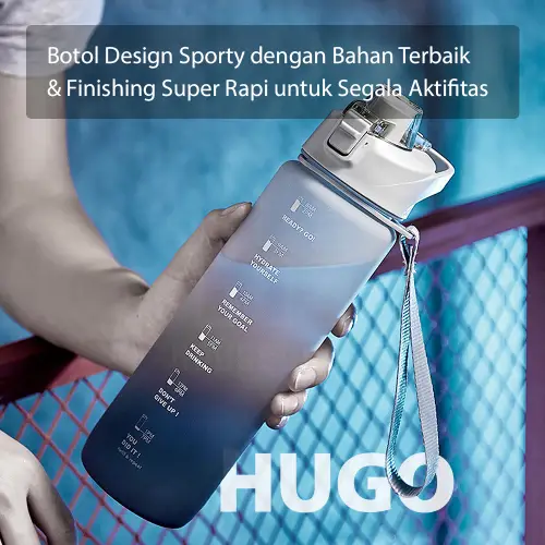 Botol Air Minum Anak 1 Liter Botol Air Motivasi Premium Anti Bocor BPA FREE HUGO