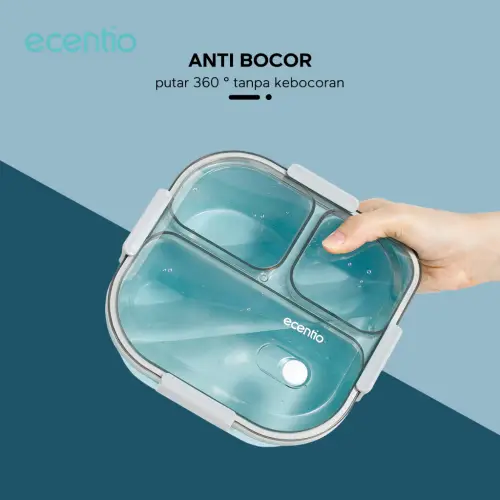 ecentio lunch box kotak bekal anti tumpah 3 grid 1100ml /850ml Kotak makan wadah bekal anti tumpah kotak sup 100ml Free Sendok