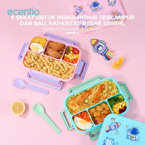 ecentio lunch box anak anak sekolah 1000ml 4 Skat Kotak Makan Tempat Makan bayi BPA FREE
