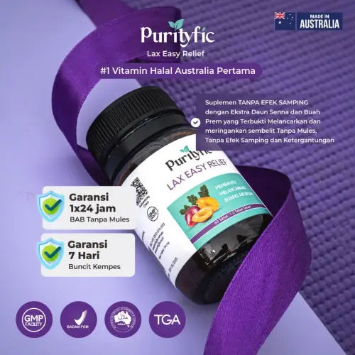 Purityfic Official Lax Easy Relief Vitamin Australia - Tablet untuk Mengatasi Ambeien dan Wasir