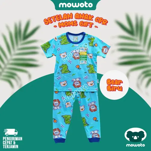 Setelan Moms Gift Terbaru Terlaris ( 1-4 tahun ) Setelan Anak Unisex Piyama Warna Motif Kancing Pundak Celana Pempers Journey