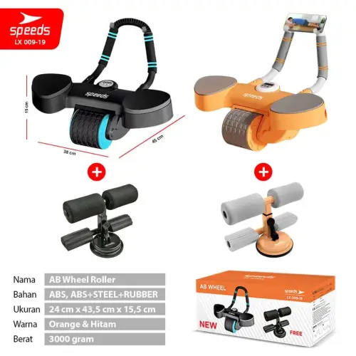 SPEEDS Ab Wheel Double Wheel / Abdominal Roller / Ab Roller / Alat Push Up Stand Bar Alat Gym / Alat Sit Up 009-19
