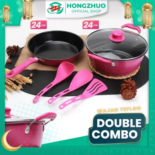Hongzhuo Panci Set Isi 6pcs Pot Series | Panci Terlengkap dengan Tutupan dan Spatula