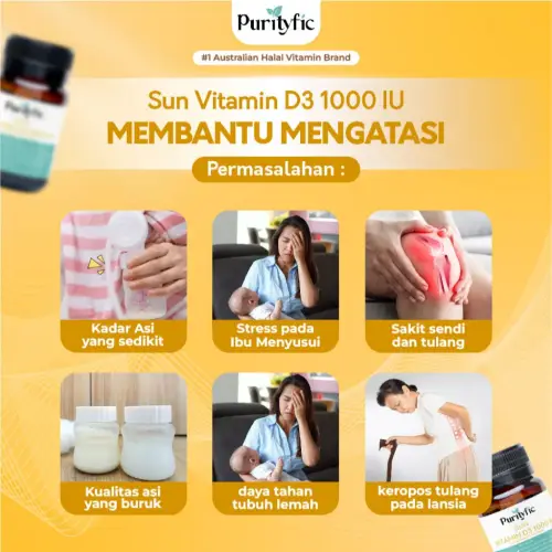 Purityfic Sun Vitamin D3 1000 IU 90 Tablet Vitamin Australia - AMPUH MENYEMBUHKAN SAKIT LINU!