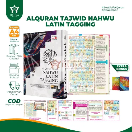 Al Quran Tajwid Nahwu Latin Tagging JUMBO Ukuran A4 Terjemah Perhuruf Perkata Edisi Terbaru 2024