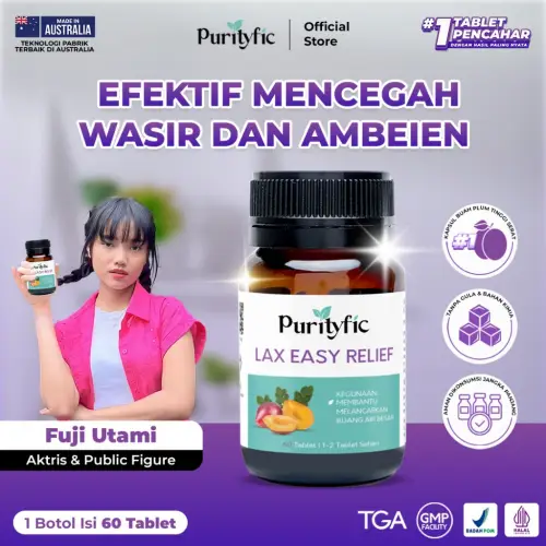 Purityfic Official Lax Easy Relief Vitamin Australia - Vitamin Pencegah Ambeien dan Wasir Terbaik