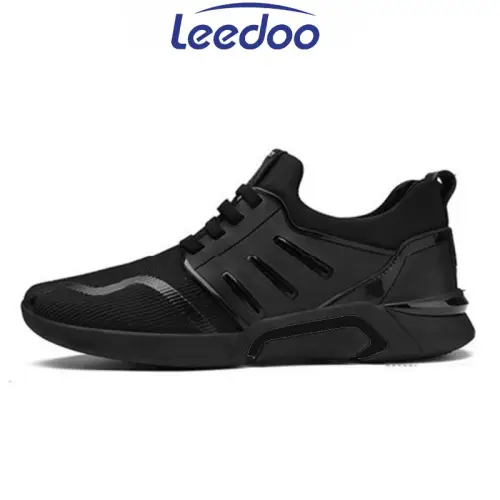 Leedoo Sepatu Pria Sneakers Running Fashion Casual Shoes Kerja Pria Hitam Polos F15-A