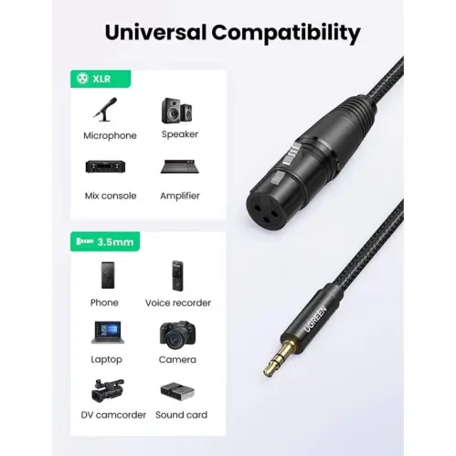 UGREEN Kabel XLR Microphone Female to Aux 3.5mm 20763