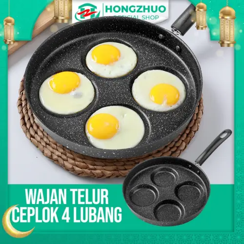 Hongzhuo Panci Wajan Penggorengan Telur Pancake 4 Lubang Non Stick Wajan Teflon Telur Anti Lengket