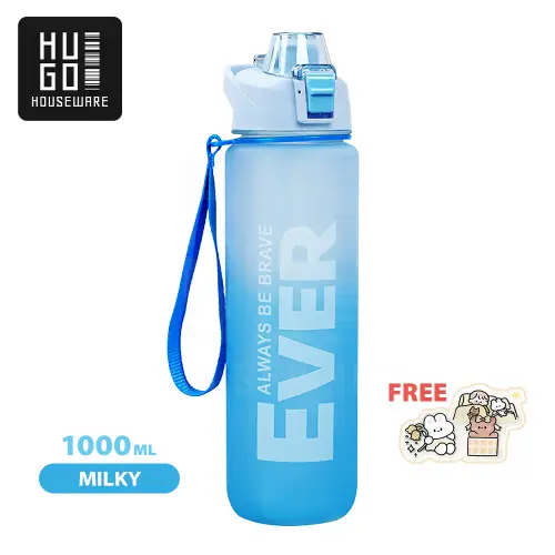 Botol Minum Motivasi Tutup Flip 1 Liter Rainbow Gratis Stiker HUGO