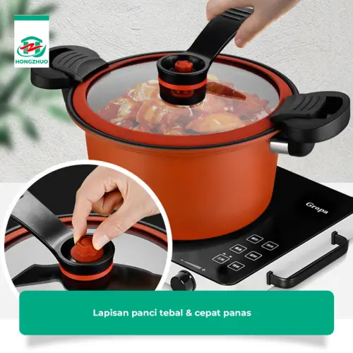 Hongzhuo Panci Presto 3,5 Liter Wajan Presto Kokoh Coating Batu Medis Premium Quality Panci Sop