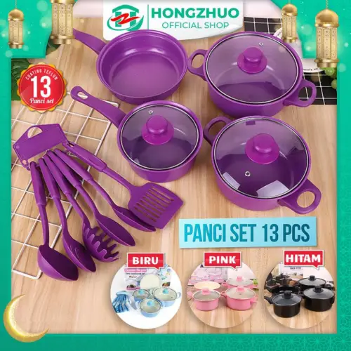 Hongzhuo Cookware Panci Set Wajan Penggorengan Spatula Set Isi 13Pcs 1 Set Frypan Saucepan