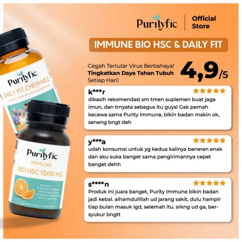 Purityfic Immune Bio HSC 1000 MG 60 Tablet Vitamin Australia High Strong C Vitamin C - Mau Hujan, Mau Panas, Badan Selalu Kuat Terlindungi!