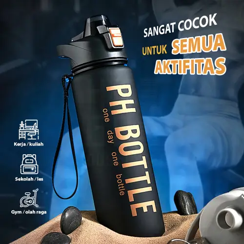 Botol Minum 1 Liter Premium Botol Air Minum Anak Sport Design Anti Bocor BPA FREE HUGO