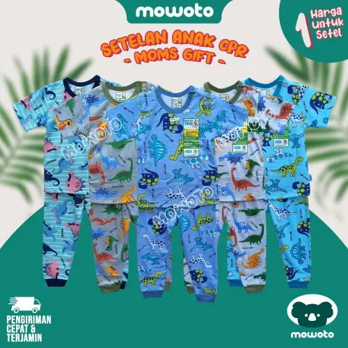 Setelan Moms Gift Terbaru Terlaris ( 1-4 tahun ) Setelan Anak Unisex Piyama Warna Motif Kancing Pundak Celana Pempers Journey