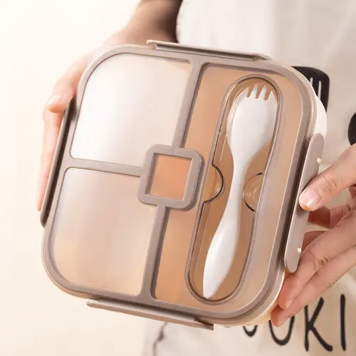 Aimilo Gaya Jepang Tempat Makan Tupperware BPA Free Lunch Box Set Tempat Bekal Anak Sekolah Free Sendok