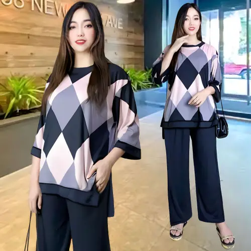 RANI LD 120 SETELAN WANITA CELANA DAN ATASAN PINGUIN OVERSIZE WANITA BAJU KANTONG KARET KAOS DEWASA