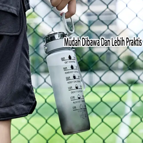 Botol Minum Sport Food Grade 1 Liter | Tumbler Motivasi Free Stiker 2D+3D