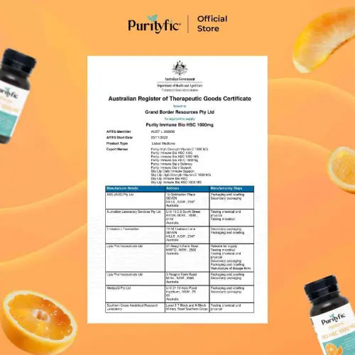 Purityfic Immune Bio HSC 1000 MG 60 Tablet Vitamin Australia High Strong C Vitamin C - Mau Hujan, Mau Panas, Badan Selalu Kuat Terlindungi!