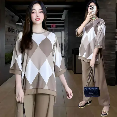 RANI LD 120 SETELAN WANITA CELANA DAN ATASAN PINGUIN OVERSIZE WANITA BAJU KANTONG KARET KAOS DEWASA