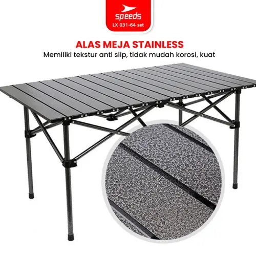 SPEEDS Meja Camping Lipat Set Meja Lipat Kursi Lipat Meja Piknik Camping Outdoor Portable 031-34