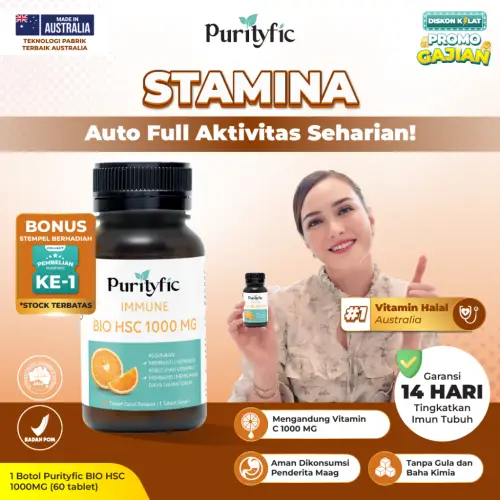 Purityfic Immune Bio HSC 1000 MG 60 Tablet Vitamin Australia High Strong C Vitamin C - Mau Hujan, Mau Panas, Badan Selalu Kuat Terlindungi!
