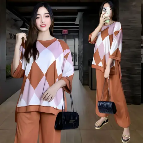 RANI LD 120 SETELAN WANITA CELANA DAN ATASAN PINGUIN OVERSIZE WANITA BAJU KANTONG KARET KAOS DEWASA