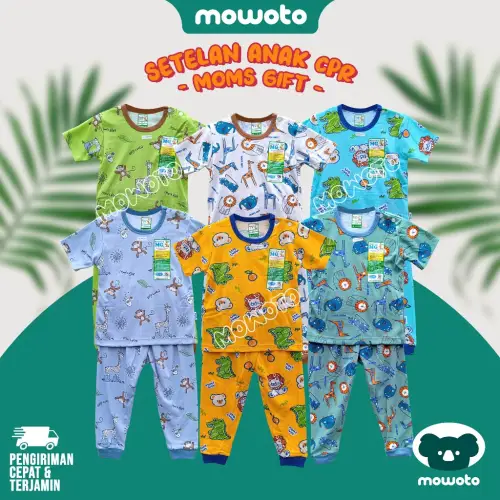 Setelan Moms Gift Terbaru Terlaris ( 1-4 tahun ) Setelan Anak Unisex Piyama Warna Motif Kancing Pundak Celana Pempers Journey