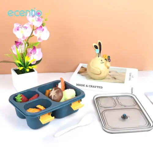 ecentio lunch box anti tumpah 3 sekat dengan kotak sup botol minum