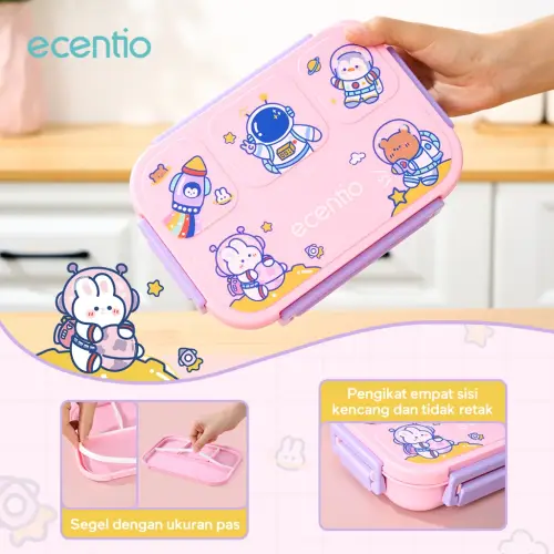 ecentio lunch box anak anak sekolah 1000ml 4 Skat Kotak Makan Tempat Makan bayi BPA FREE