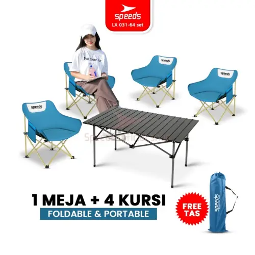 SPEEDS Meja Camping Lipat Set Meja Lipat Kursi Lipat Meja Piknik Camping Outdoor Portable 031-34
