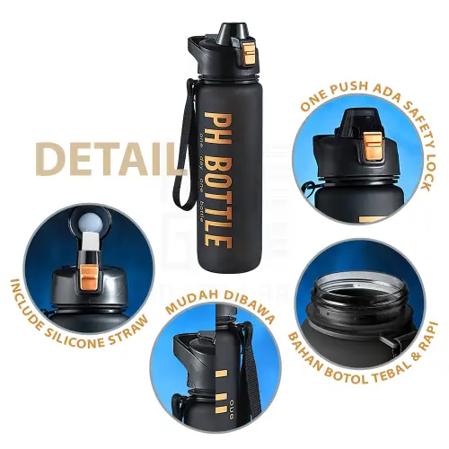 Botol Minum 1 Liter Premium Botol Air Minum Anak Sport Design Anti Bocor BPA FREE HUGO