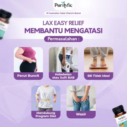 Purityfic Official Lax Easy Relief Vitamin Australia - Vitamin Pencegah Ambeien dan Wasir Terbaik