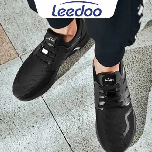 Leedoo Sepatu Pria Sneakers Running Fashion Casual Shoes Kerja Pria Hitam Polos F15-A