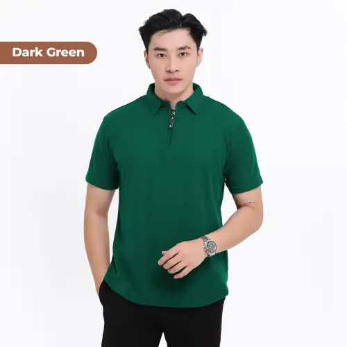 Kaos Polo Shirt Pria Kaos Kerah Lengan pendek Original Zipper Size M - XXL Light Brown