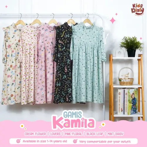 Kids Diary Plus - Gamis Anak Perempuan Kamila Katun Rayon Motif 1-14 Tahun