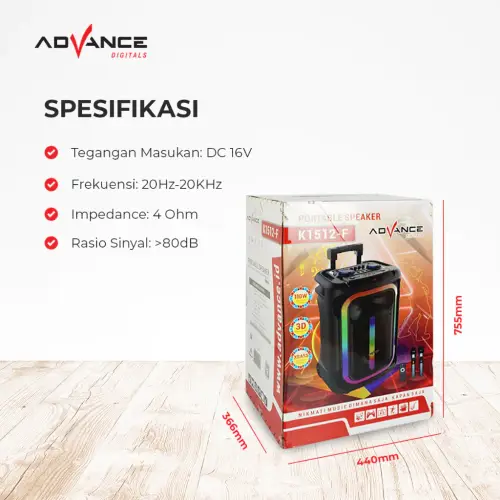 Advance K1512-F Speaker Meeting Bluetooth Salon Aktif 15" Gratis 2 Mic Karoke