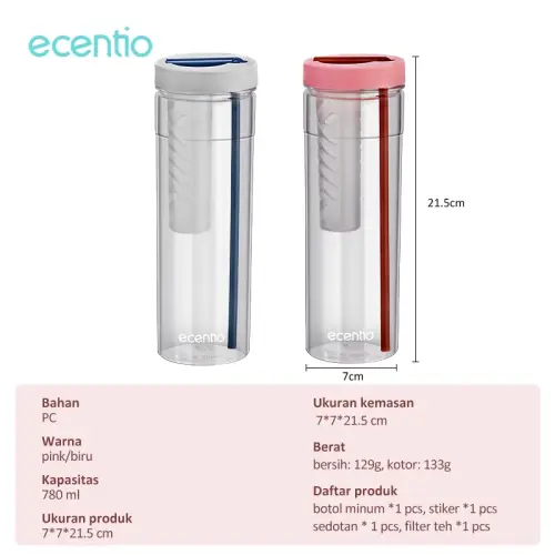 ecentio botol air minum 780ml anti tumpah