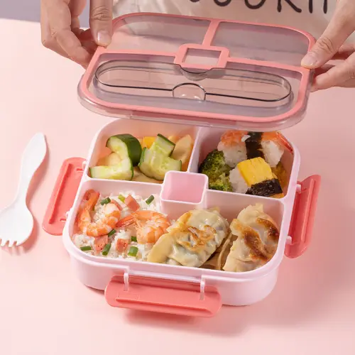 Aimilo Gaya Jepang Tempat Makan Tupperware BPA Free Lunch Box Set Tempat Bekal Anak Sekolah Free Sendok