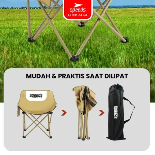 SPEEDS Meja Camping Lipat Set Meja Lipat Kursi Lipat Meja Piknik Camping Outdoor Portable 031-34