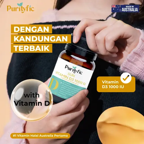 Purityfic Sun Vitamin D3 1000 IU 90 Tablet Vitamin Australia - AMPUH MENYEMBUHKAN SAKIT LINU!