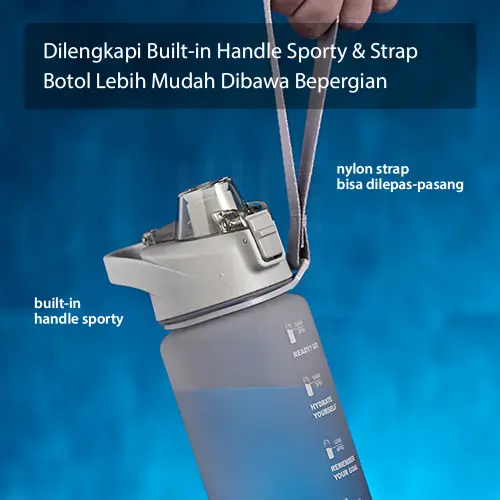 Botol Air Minum Anak 1 Liter Botol Air Motivasi Premium Anti Bocor BPA FREE HUGO