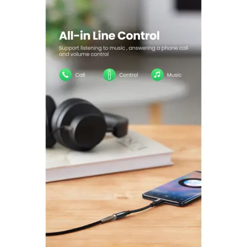UGREEN Converter Splitter Type C To Jack 3.5mm For Oppo Mi Realme Vivo Audio, Call, Open Mic Game