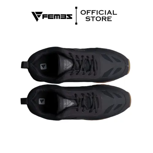 Femez Lite Berlin Sepatu Sneakers Pria / 39-48 Full Black Hitam Polos Bigsize Sport Casual Joging