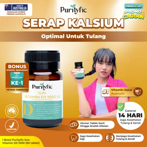 Purityfic Sun Vitamin D3 1000 IU 90 Tablet Vitamin Australia - AMPUH MENYEMBUHKAN SAKIT LINU!